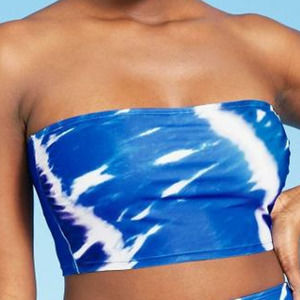 Xhilaration Womens Strapless Tie Dye Longline Bandeau Bikini Top Blue S NWT